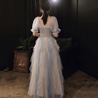 Cute tulle long A line prom dress evening dress - Thumbnail 4