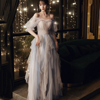 Cute tulle long A line prom dress evening dress - Thumbnail 7