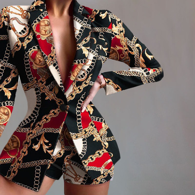Sexy long sleeve printed jacket