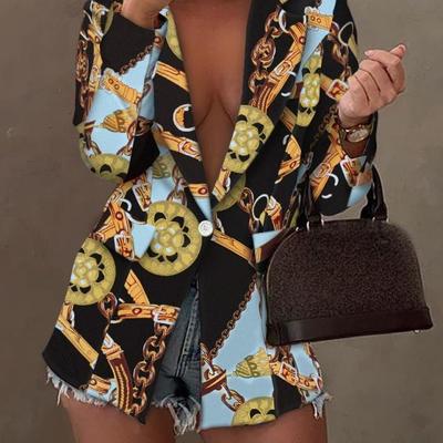 Long sleeve fashion sexy print button jacket