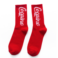 COCAINE SOCKS SET ( 2 PAIRS - WHITE + RED ) - Thumbnail 1