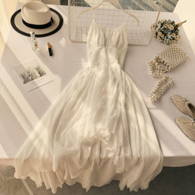 High low backless spaghetti straps tulle dress