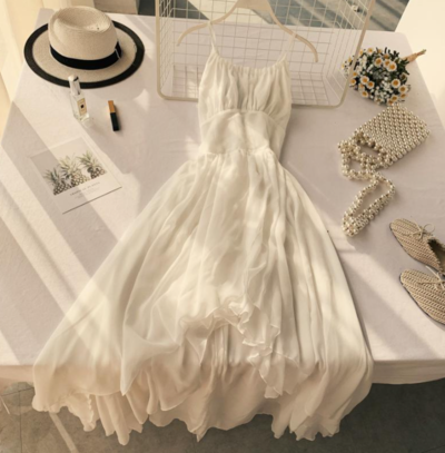 high low backless spaghetti straps tulle dress