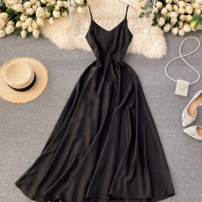 A line v neck long prom dress - Thumbnail 2