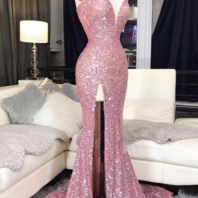 Sweetheart sequin mermaid long prom dress evening dress
