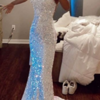 Mermaid Sequin Long Backless Prom Dress - Thumbnail 2