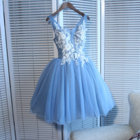 Cute blue short prom dress, homecoming dress - Thumbnail 1