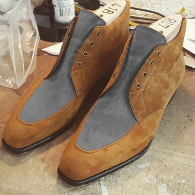 Christmas hot sale brown grey suede ankle high lace up boot - Thumbnail 2