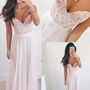 Girly Pink Lace Chiffon Long Prom Dresses,Pretty Modest Prom Gowns,Prom Dress For Teens,Elegant Party Dresses,Evening Dresses,566-1