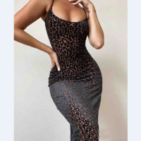 Skinny Leopard Sling Sleeveless Dress - Thumbnail 1