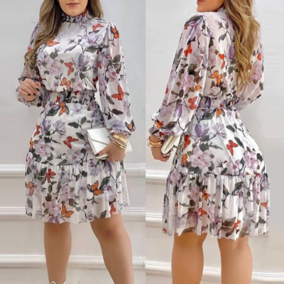 Fashion long sleeve print dress