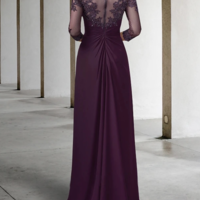 Elegant Sheath 3/4 Sleeves Long Mother of the Bride Dresses with Appliques，569 - Thumbnail 2