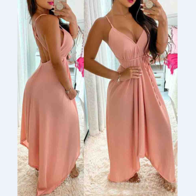 Sling irregular v-neck sleeveless dress