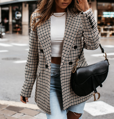 Women'S Plaid Long-Sleeved Temperament Jacket