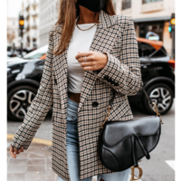 Women'S Plaid Long-Sleeved Temperament Jacket - Thumbnail 4