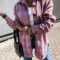 Loose Casual Plaid Long-Sleeved Jacket - Thumbnail 4
