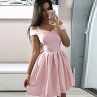 Simple satin prom dress, short homecoming dress - Thumbnail 1