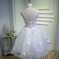 Cute A line lace satin short homecoming dress - Thumbnail 1