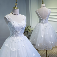 Cute A line lace satin short homecoming dress - Thumbnail 2