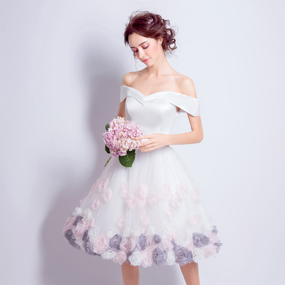 White satin tulle short prom dress white homecoming dress - Thumbnail 4