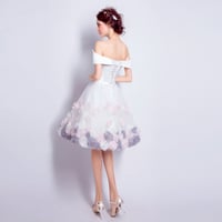 White satin tulle short prom dress white homecoming dress - Thumbnail 1