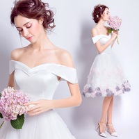 White satin tulle short prom dress white homecoming dress - Thumbnail 2