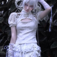 Salvation Gothic Punk Cross Chain White Lace Short Cake Culotte Shorts - Thumbnail 3