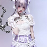 Salvation Gothic Punk Jacquard Buckle White Lace Lace Purple Short Cake Skirt - Thumbnail 3
