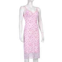 Cute Sexy Pink Floral Long Boho Dress Sleeveless V Neck Lace Trim Bodycon Party Club Beach Summer Vintage Casual E-girl Kawaii Korean - Thumbnail 8