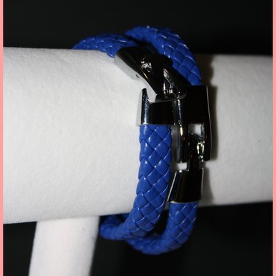 Royal blue & silver woven braided bracelets