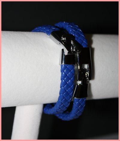 Royal blue & silver woven braided bracelets