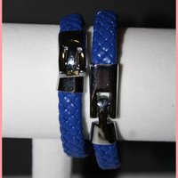 Royal Blue & Silver Woven Braided Bracelets - Thumbnail 1