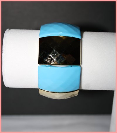 Baby blue & gold chunky bracelet