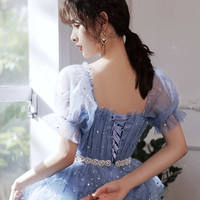 Blue tulle short A line prom dress homecoming dress - Thumbnail 5