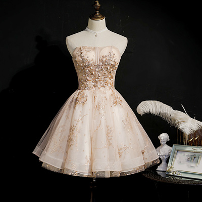 Cute tulle sequins short prom dress homecoming dress - Thumbnail 2