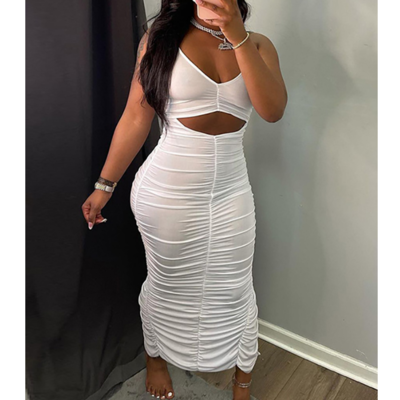 Fashion casual solid color sling dress