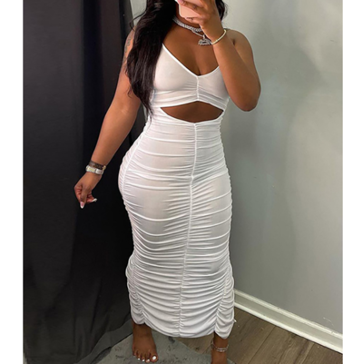 Fashion Casual Solid Color Sling Dress