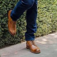 New Handmade Brown Shaded Leather Ankle Boots for Men'sLeather & Brown Ostrich Leather Cowboy Boots for Men's - Thumbnail 4