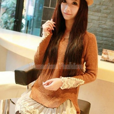 1012 vintage lace hem sweater stitching off two knitting wool 