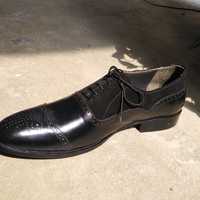 Super Hand Stitch Black Wingtip Brogue Leather Lace Up Shoes - Thumbnail 1