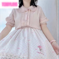 Cute Sweet Pastel Pink Anime Japanese Cartoon Pleated High Waisted Mini Skirt  - Thumbnail 3