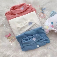 Cute Anime Japanese Embroidery Turtleneck High Collar Long Sleeve Shirt Pullover Aesthetic - Thumbnail 2