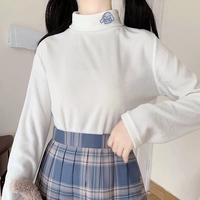 Cute Anime Japanese Embroidery Turtleneck High Collar Long Sleeve Shirt Pullover Aesthetic - Thumbnail 3