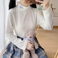 Cute Anime Japanese Embroidery Turtleneck High Collar Long Sleeve Shirt Pullover Aesthetic - Thumbnail 4