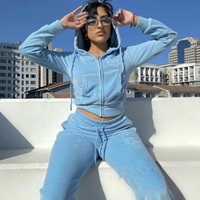 Cute Kitty Cat Rhinestone Crystal Tracksuit Zipper Hoodie Sweatshirt + Pants Trouser Aesthetic Casual E-Girl Kawaii Korean Japanese Harajuku - Thumbnail 1