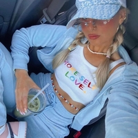 Cute Kitty Cat Rhinestone Crystal Tracksuit Zipper Hoodie Sweatshirt + Pants Trouser Aesthetic Casual E-Girl Kawaii Korean Japanese Harajuku - Thumbnail 6