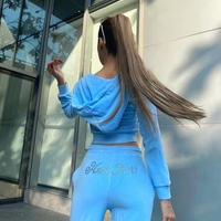 Cute Kitty Cat Rhinestone Crystal Tracksuit Zipper Hoodie Sweatshirt + Pants Trouser Aesthetic Casual E-Girl Kawaii Korean Japanese Harajuku - Thumbnail 9