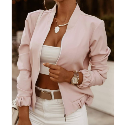 Long sleeve zipper printing cardigan jacket