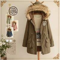 Vintage Warm Fleece Hoodie Jacket Coat - Thumbnail 2