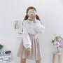 Embroidery Lace Collar Long Sleeve White Black Shirt Blouse-2
